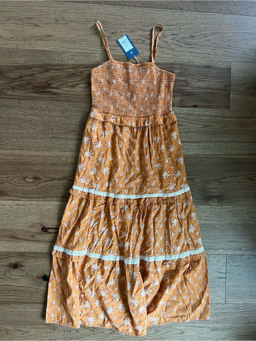 Universal Thread Mustard Floral Tiered Maxi Dress - Picture 3 of 7